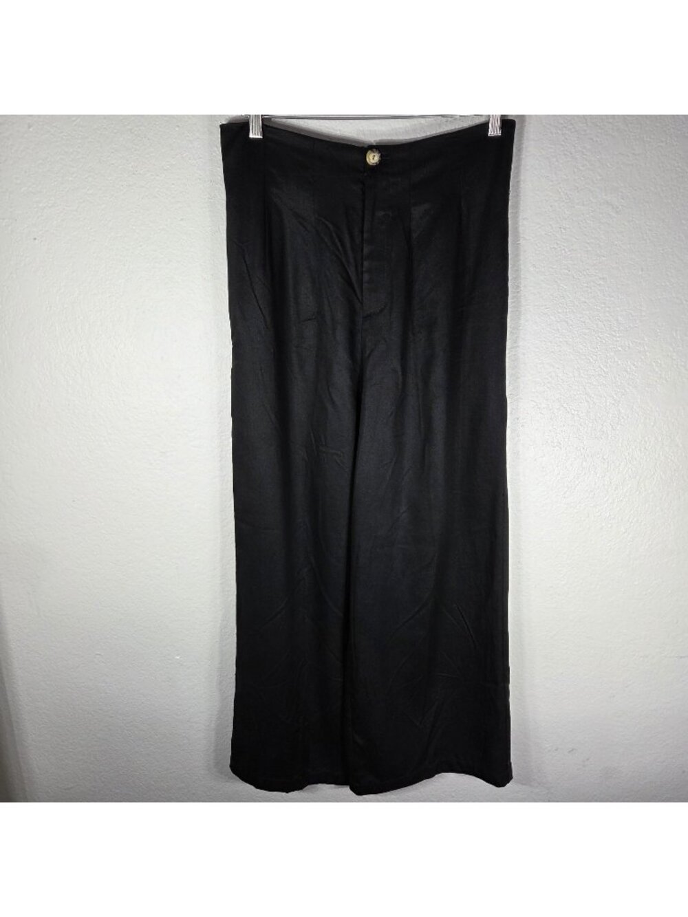 Amour Vert Black Super High Rise Wide Leg Pleated Pants Size L Women's